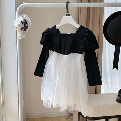 Ανοιξιάτικο φόρεμα για κορίτσια με μανίκια ψεύτικο δίχτυ για κορίτσια 2023 Παιδικό φόρεμα πριγκίπισσας σε φθινοπωρινό στυλ