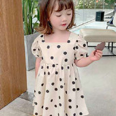 Ljetna haljina za djevojčice Jednostavan stil Haljina princeze s četvrtastim izrezom i kratkim rukavima Odjeća za bebe Dječja odjeća