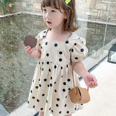 Ljetna haljina za djevojčice Jednostavan stil Haljina princeze s četvrtastim izrezom i kratkim rukavima Odjeća za bebe Dječja odjeća