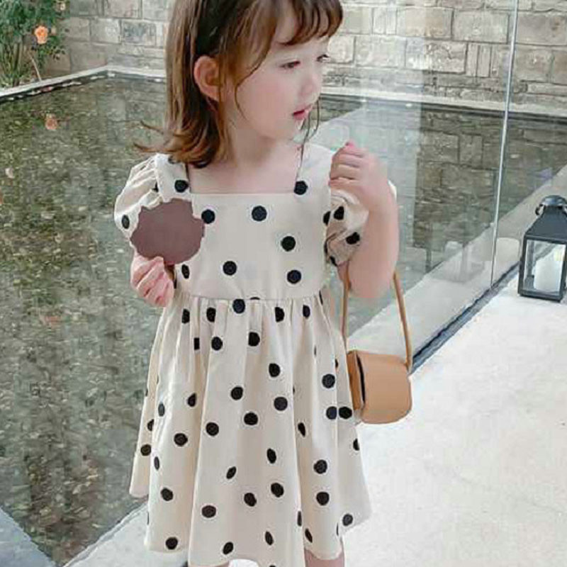 Ljetna haljina za djevojčice Jednostavan stil Haljina princeze s četvrtastim izrezom i kratkim rukavima Odjeća za bebe Dječja odjeća