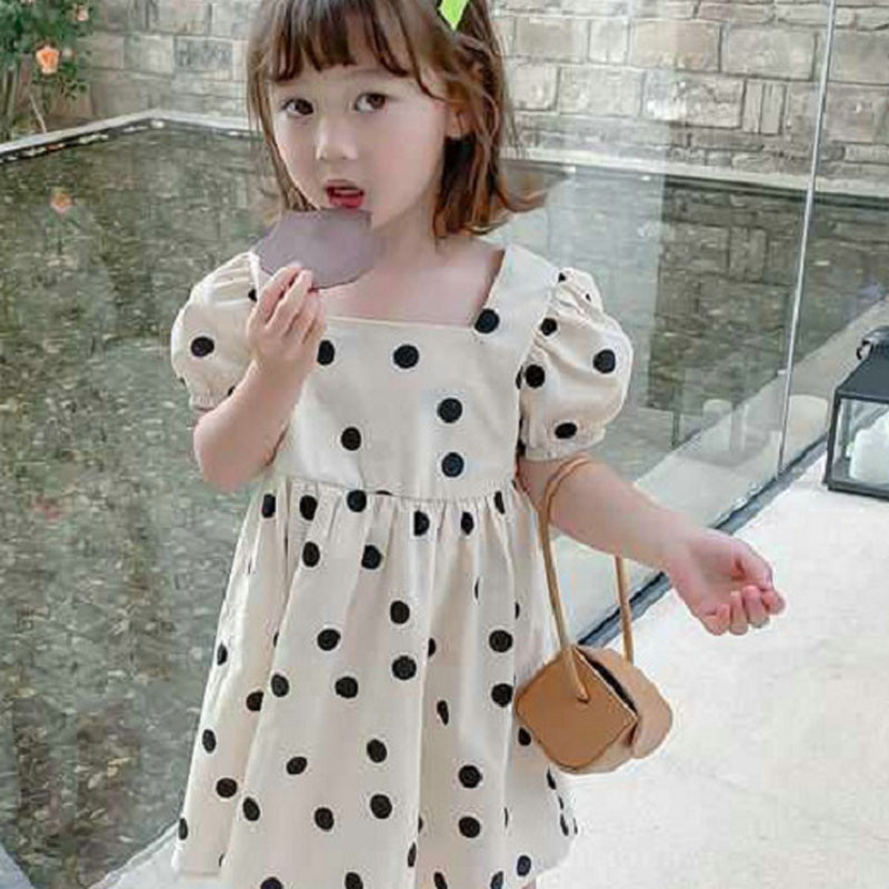 Ljetna haljina za djevojčice Jednostavan stil Haljina princeze s četvrtastim izrezom i kratkim rukavima Odjeća za bebe Dječja odjeća