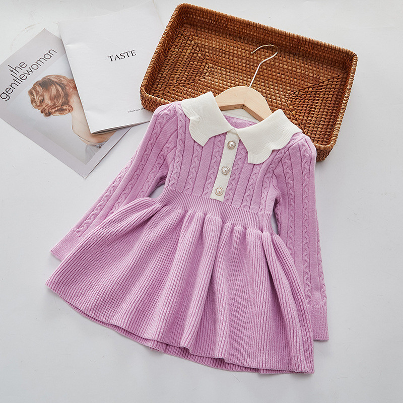 Sügis laste kampsun kleit 2022 uus talvine beebi rev Printsessi kleit Kootud aluskleidid Kootud tüdrukute mood laste riietus