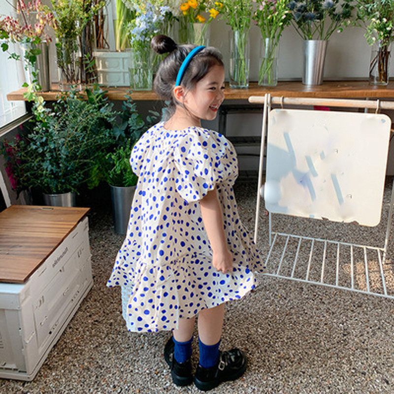 Suvine tüdrukute printsesskleit Laste armas Pok Dot kleit tüdrukute moodne lasteriietus 3-7-aastastele vabaaja lasteriided