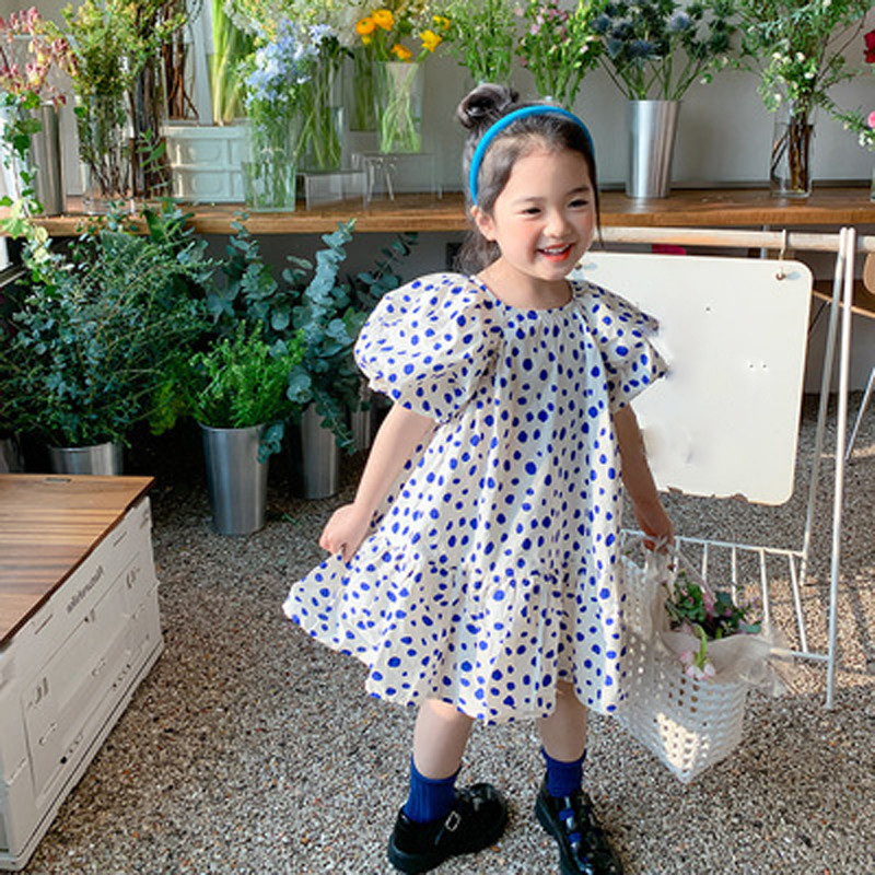 Suvine tüdrukute printsesskleit Laste armas Pok Dot kleit tüdrukute moodne lasteriietus 3-7-aastastele vabaaja lasteriided