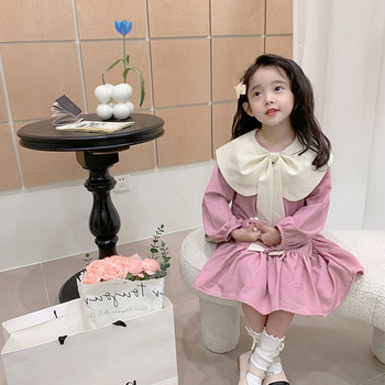 2023 Νέα ανοιξιάτικα και φθινοπωρινά φορέματα για κορίτσια μακριά κορδέλα Μικρό φρέσκο λουλούδι φόρεμα πριγκίπισσα φόρεμα μεγάλο πέτο Παιδικά ρούχα