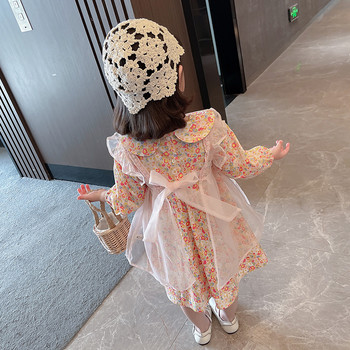 Άνοιξη φθινόπωρο Νέα παιδικά σετ ρούχων για κορίτσια Χαριτωμένο φλοράλ φόρεμα+ Διχτυωτό κάλυμμα Φόρεμα Βρεφικά ρούχα Κοστούμι για κορίτσια Μόδα Παιδική στολή