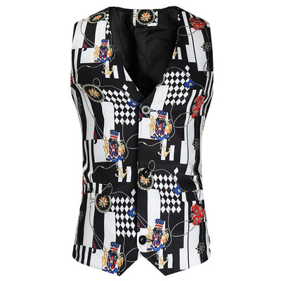 Мъжки костюм без ръкави, жилетки, модни копчета с щампи на дъгови райета, блейзър, жилетка, мъжки голям размер, официално бизнес яке, жилетка, 4XL