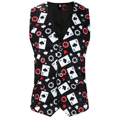 Rainbow Starry Sky Print bez piedurknēm Chaleco Hombre liela izmēra 4XL vienrindas vīriešu smokinga veste Club Slim Fit ziedu veste