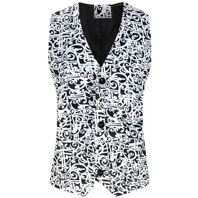 Rainbow Starry Sky Print bez piedurknēm Chaleco Hombre liela izmēra 4XL vienrindas vīriešu smokinga veste Club Slim Fit ziedu veste
