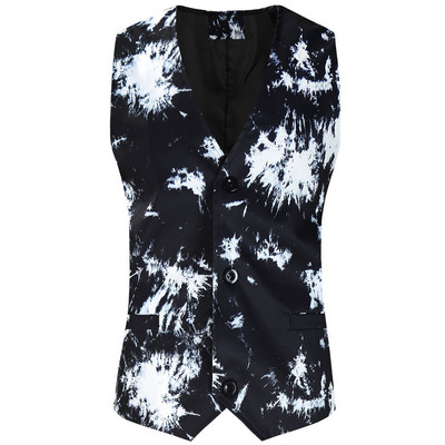Rainbow Starry Sky Print bez piedurknēm Chaleco Hombre liela izmēra 4XL vienrindas vīriešu smokinga veste Club Slim Fit ziedu veste