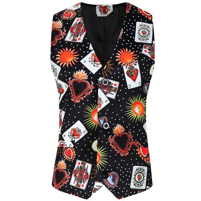 Rainbow Starry Sky Print bez piedurknēm Chaleco Hombre liela izmēra 4XL vienrindas vīriešu smokinga veste Club Slim Fit ziedu veste