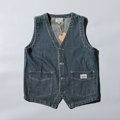 Retro Denim Vest Meeste Varrukateta Cargo Jope Harajuku Stiilis Tööriistad Jean jakk Kauboi Mood Wasitcoat Meeste riided