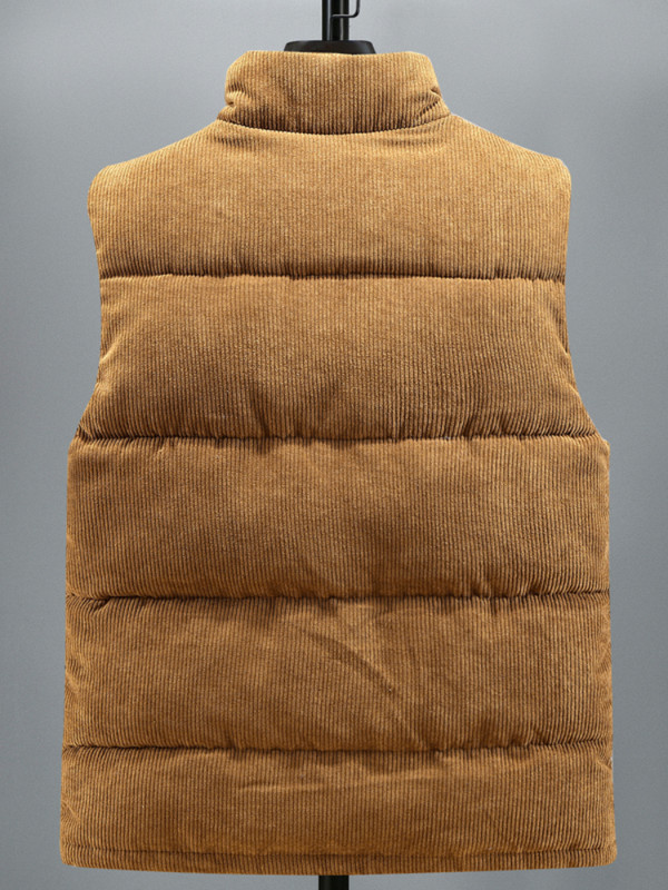 Есенно-зимна жилетка Мъже 2023 г. Нова мода Топло памучно подплатено яке без ръкави Мъжки ежедневен жилетка с яка със стойка Едноцветен жилетка