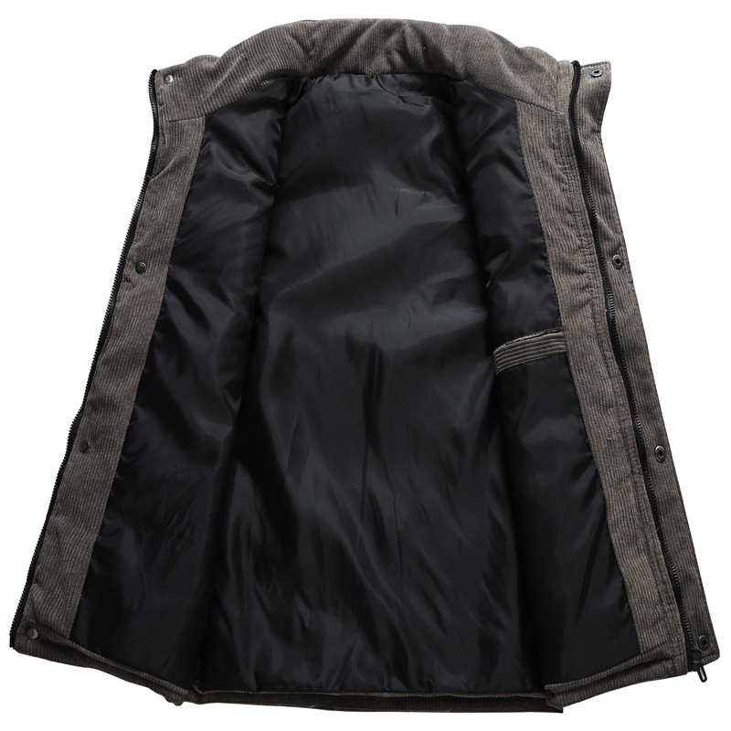 Есенно-зимна жилетка Мъже 2023 г. Нова мода Топло памучно подплатено яке без ръкави Мъжки ежедневен жилетка с яка със стойка Едноцветен жилетка