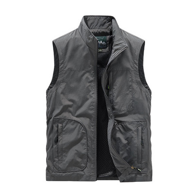 Мъжка жилетка Двустранно яке Без ръкави Ежедневно палто Моден потник Мъжки Син Черен Бързосъхнещ Водоустойчив Дишащ Множество джобове
