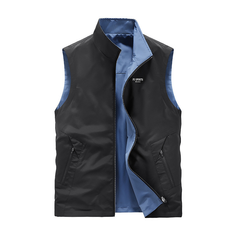 Мъжка жилетка Двустранно яке Без ръкави Ежедневно палто Моден потник Мъжки Син Черен Бързосъхнещ Водоустойчив Дишащ Множество джобове