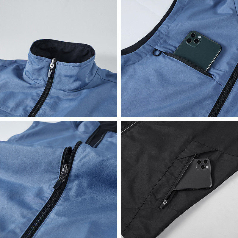 Мъжка жилетка Двустранно яке Без ръкави Ежедневно палто Моден потник Мъжки Син Черен Бързосъхнещ Водоустойчив Дишащ Множество джобове