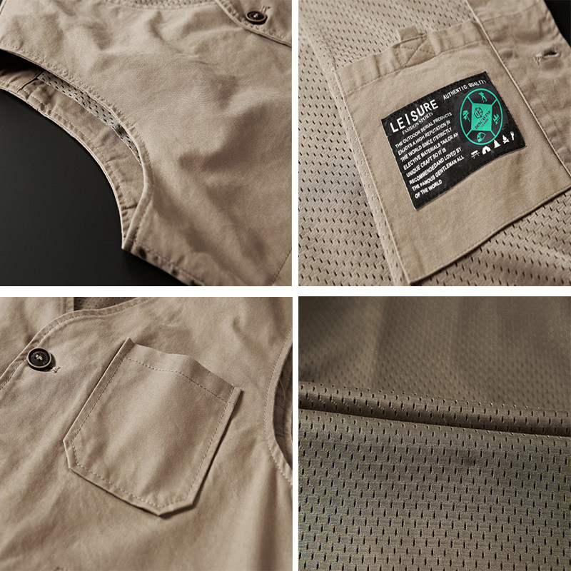 DIMUSI Летни мъжки жилетки Ежедневни мъжки памучни дишащи мрежести жилетки Якета без ръкави Мъжки жилетки за риболов на открито Облекло 8XL