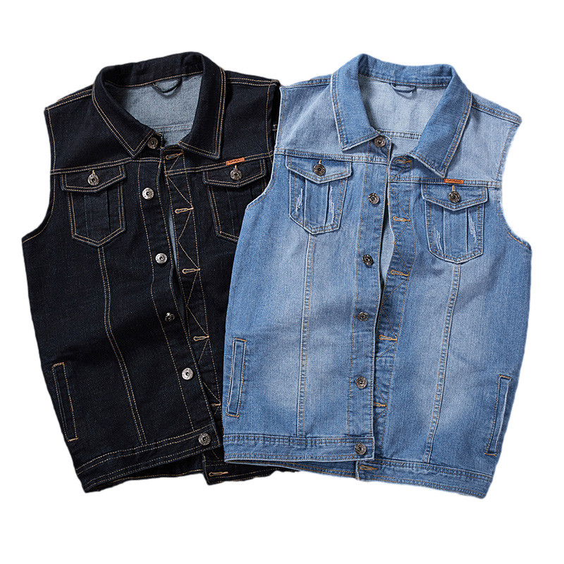 Голям размер 8XL 7XL 6XL Памучни дънки Яке без ръкави Жилетка 2022 Мъжка дънкова жилетка Мъжка каубойска жилетка на открито 3 цвята