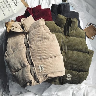 Vīriešu biezāka veste jaka rudens ziemas ikdienas veste korejiešu versija pāris velveta kokvilnas veste silta bezpiedurkņu jaka