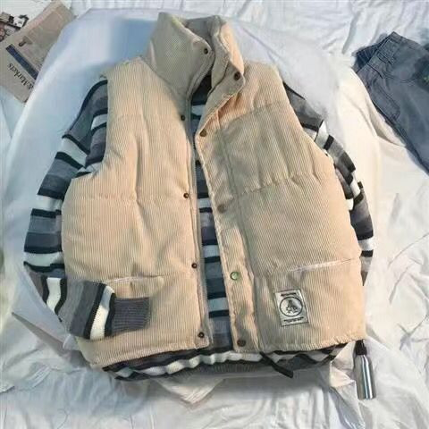 Мъжко яке с удебелена жилетка Есенно-зимна ежедневна жилетка Корейска версия Двойка Кадифено памучно жилетка Топло яке без ръкави