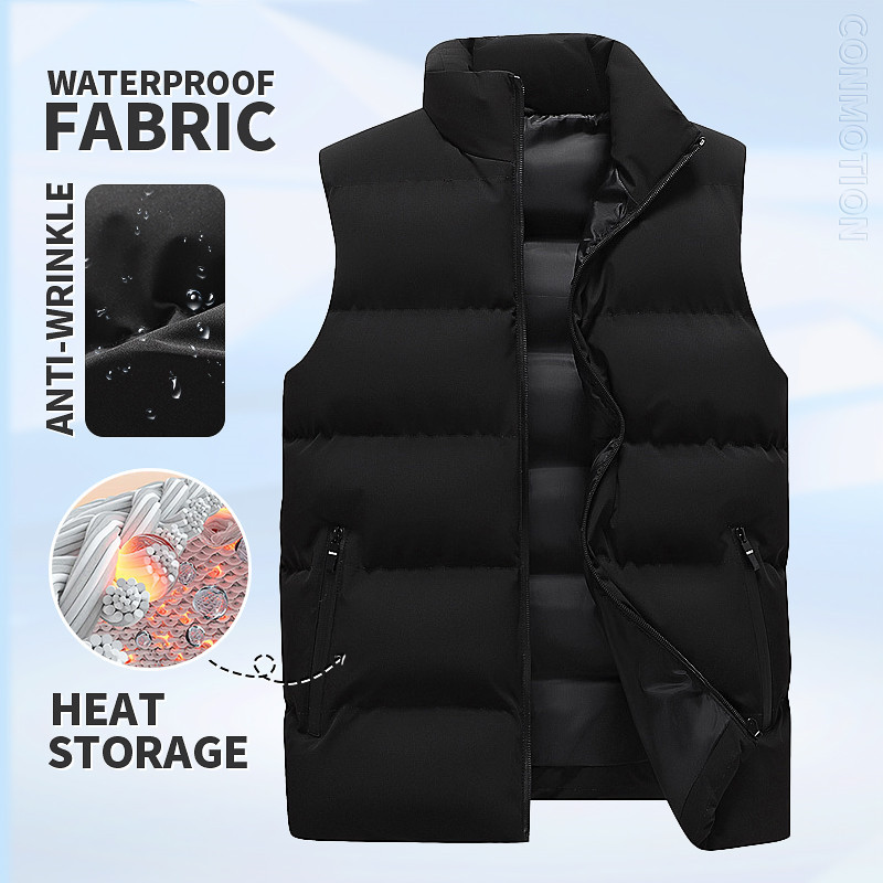 Мъжка жилетка Есенно и зимно топло яке без ръкави Памучна тънка жилетка Удебелени топли едноцветни жилетки Мъжки дрехи на открито
