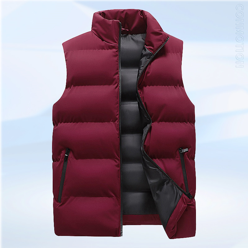 Мъжка жилетка Есенно и зимно топло яке без ръкави Памучна тънка жилетка Удебелени топли едноцветни жилетки Мъжки дрехи на открито