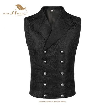 Ανδρικό γιλέκο μεσαιωνικό γιλέκο Renaissance Cosplay Vintage Vicotiran Steampunk Jacquard Swallow Top Noble Blazer κοστούμι VD3614