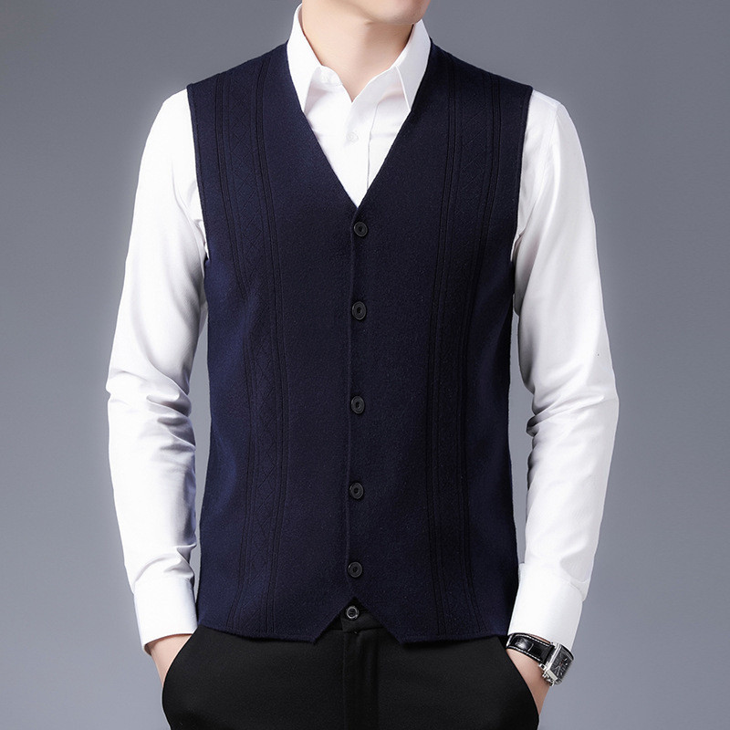 DIMUSI Мъжко яке без ръкави Man Desiger V-образно деколте Жилетка Джъмпър Плетени жилетки Ежедневни мъжки жилетки Пуловери Пуловер Облекло