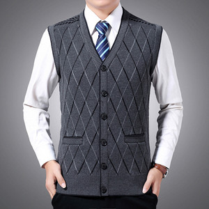 DIMUSI Зимни мъжки жилетки без ръкави Топли джъмпери Плетени жилетки Ежедневни мъжки пуловери Slim Fit Пуловер Жилетка Якета Дрехи
