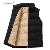 DIMUSI Мъжко яке Без ръкави Жилетка Зимно ново мъжко уплътнено жилетка с памучна подплата Ежедневни топли жилетки от полар Мъжко облекло