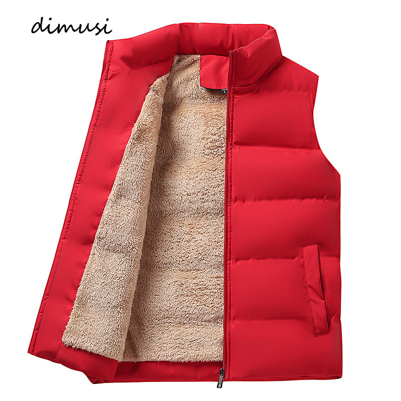 DIMUSI Мъжко яке Без ръкави Жилетка Зимно ново мъжко уплътнено жилетка с памучна подплата Ежедневни топли жилетки от полар Мъжко облекло