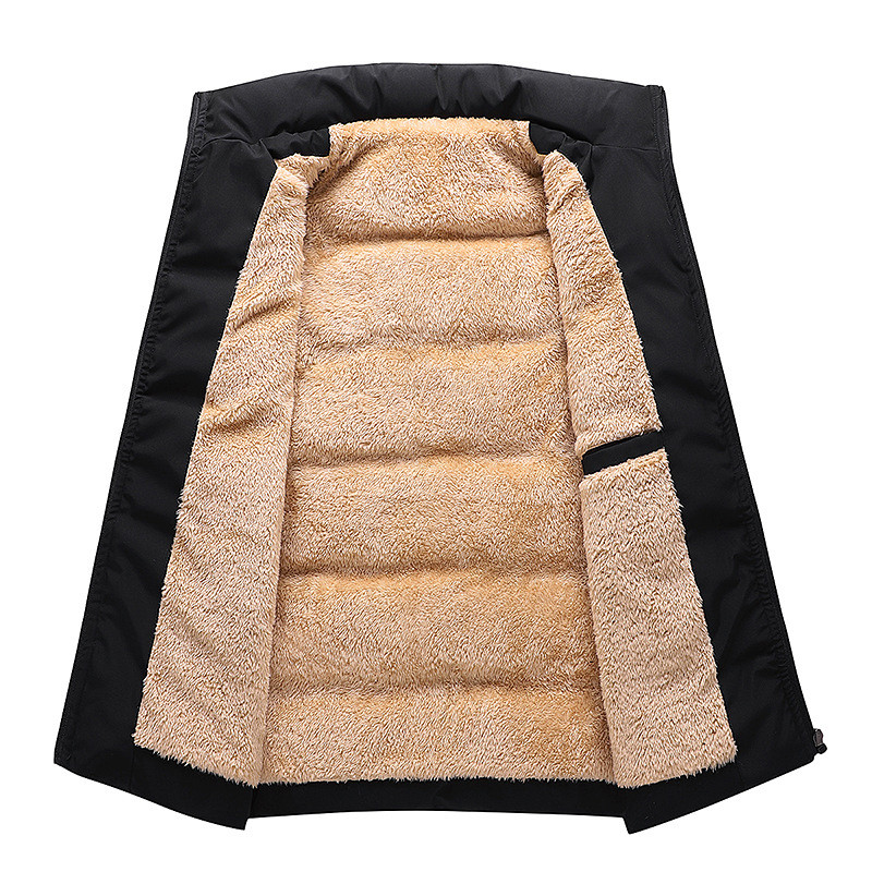 DIMUSI Мъжко яке Без ръкави Жилетка Зимно ново мъжко уплътнено жилетка с памучна подплата Ежедневни топли жилетки от полар Мъжко облекло