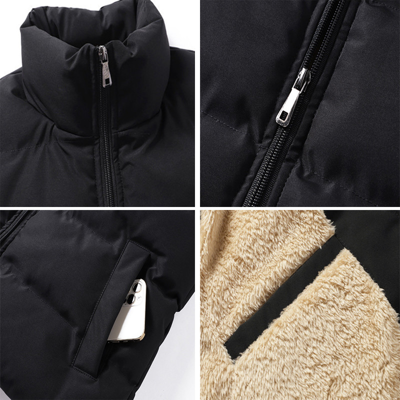 DIMUSI Мъжко яке Без ръкави Жилетка Зимно ново мъжко уплътнено жилетка с памучна подплата Ежедневни топли жилетки от полар Мъжко облекло