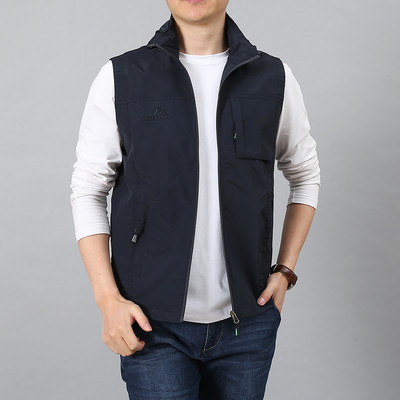 Нов мъжки ежедневен летен голям размер 7XL жилетка без ръкави Мъжки многоджобни жилетки за снимки на открито Риболовни жилетки с шапка