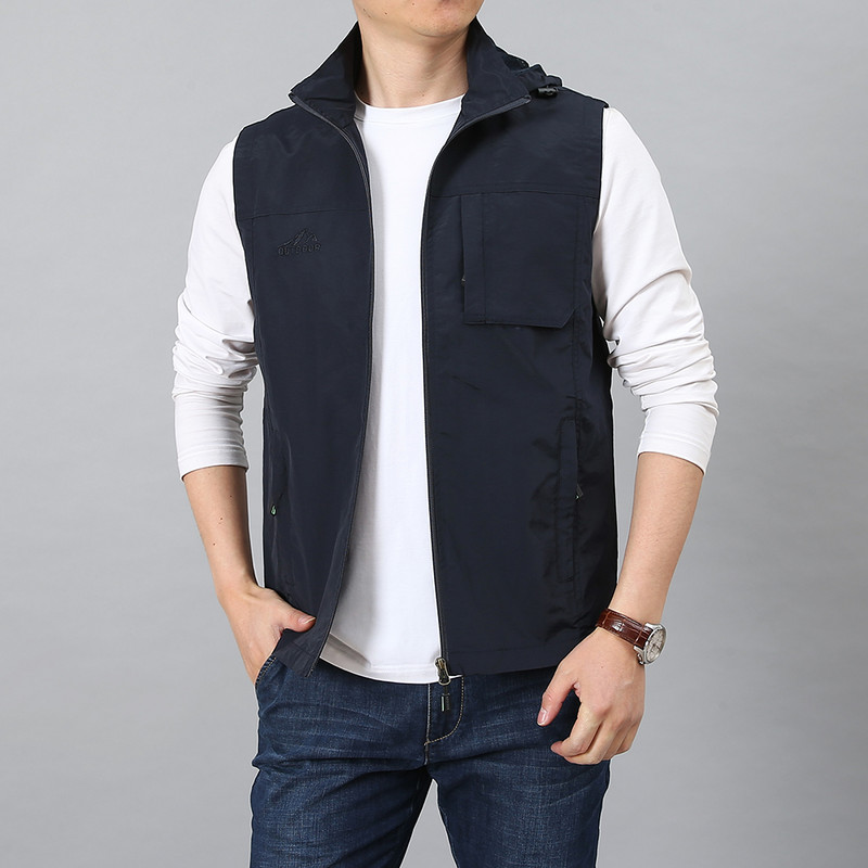 Нов мъжки ежедневен летен голям размер 7XL жилетка без ръкави Мъжки многоджобни жилетки за снимки на открито Риболовни жилетки с шапка