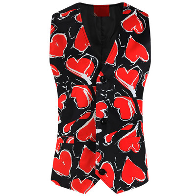 Сладък щампован костюм Стимпънк жилетка за мъже Сватбена рокля за парти Chaleco Hombre Модна мъжка жилетка Елегантно яке без ръкави 4XL