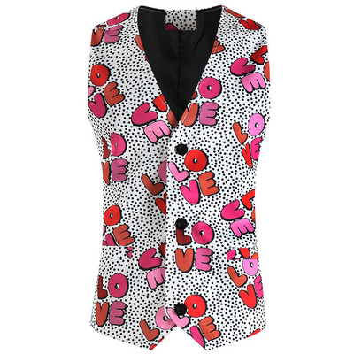 Сладък щампован костюм Стимпънк жилетка за мъже Сватбена рокля за парти Chaleco Hombre Модна мъжка жилетка Елегантно яке без ръкави 4XL