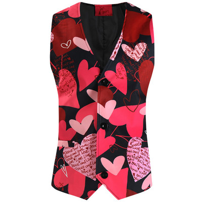 Сладък щампован костюм Стимпънк жилетка за мъже Сватбена рокля за парти Chaleco Hombre Модна мъжка жилетка Елегантно яке без ръкави 4XL