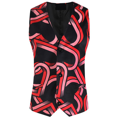 Сладък щампован костюм Стимпънк жилетка за мъже Сватбена рокля за парти Chaleco Hombre Модна мъжка жилетка Елегантно яке без ръкави 4XL