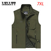 Пролет Есен Мъжки ежедневни карго жилетки Якета Палто Мъжки ветроустойчиви горни дрехи без ръкави Военна външна жилетка Мъжки голям размер 7XL