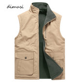DIMUSI Мъжка кадифена жилетка Модни топли двустранни жилетки Ежедневни горни дрехи Термо меки якета без ръкави Мъжко облекло