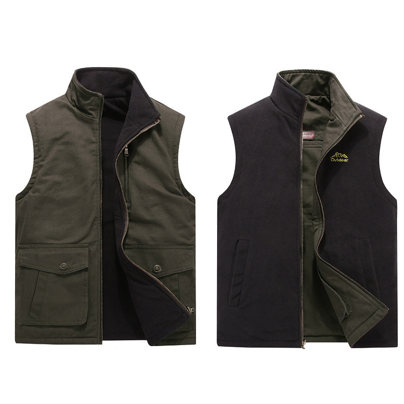 DIMUSI Мъжка кадифена жилетка Модни топли двустранни жилетки Ежедневни горни дрехи Термо меки якета без ръкави Мъжко облекло