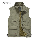 DIMUSI Зимна мъжка жилетка Ежедневни поларени топли жилетки Мъжки терможилетки Якета Ежедневни риболовни якета без ръкави Мъжко облекло
