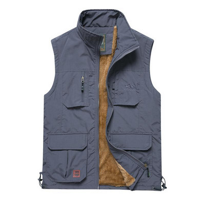 DIMUSI Зимна мъжка жилетка Ежедневни поларени топли жилетки Мъжки терможилетки Якета Ежедневни риболовни якета без ръкави Мъжко облекло