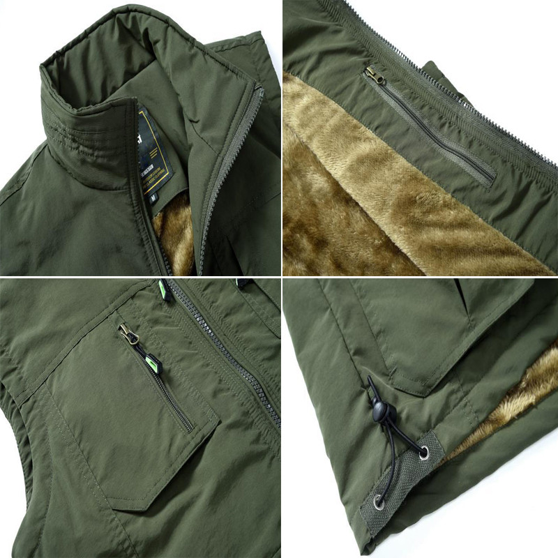 DIMUSI Зимна мъжка жилетка Ежедневни поларени топли жилетки Мъжки терможилетки Якета Ежедневни риболовни якета без ръкави Мъжко облекло