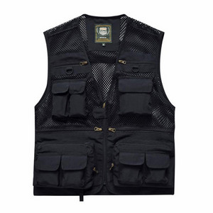 DIMUSI Мъжки жилетки Ежедневни мрежести дишащи жилетки с много джобове, якета без ръкави, мъжки горни дрехи, риболовни жилетки, маркови дрехи 6XL