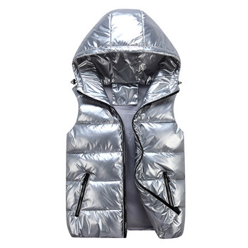 Ανδρικό γιλέκο DIMUSI Χειμερινή μόδα Ασημί Ανδρικά παλτό με κουκούλα με βαμβακερή επένδυση Αμάνικα μπουφάν Casual χοντρά γιλέκα Ανδρικά ρούχα