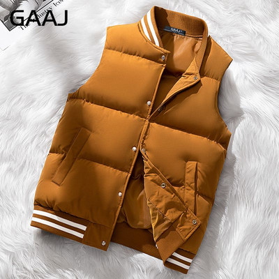 Мъжко термо жилетка с марка GAAJ, пролетно-есенно ежедневна жилетка без ръкави, зимни свободни удебелени топли палта, модно улично облекло