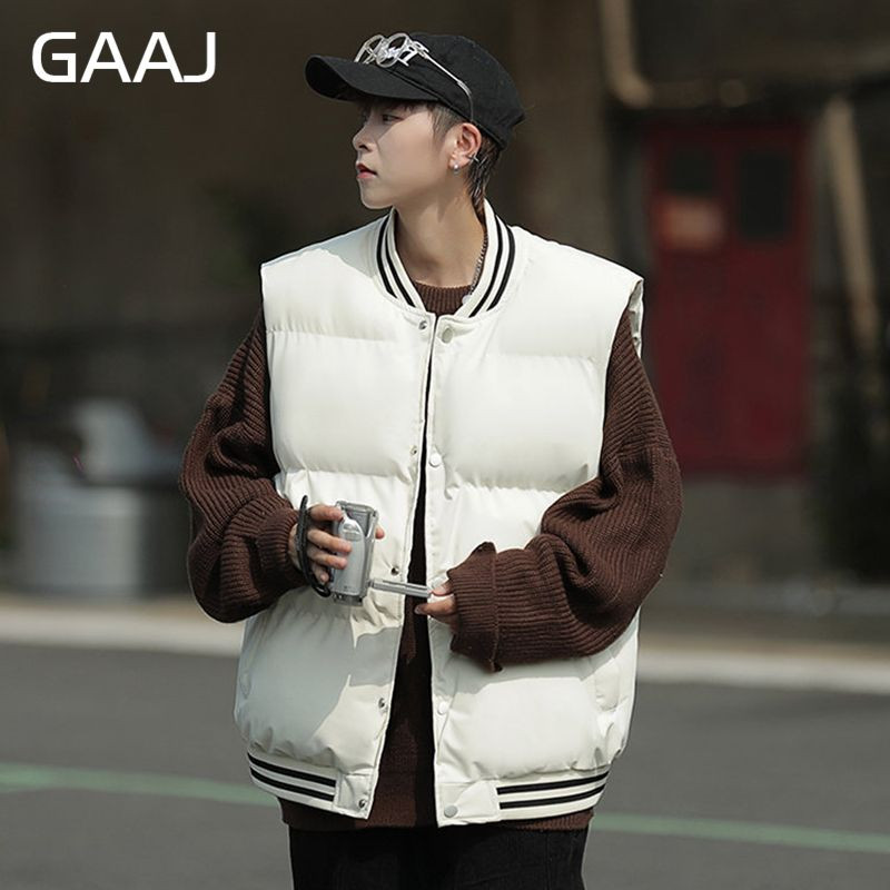 Мъжко термо жилетка с марка GAAJ, пролетно-есенно ежедневна жилетка без ръкави, зимни свободни удебелени топли палта, модно улично облекло